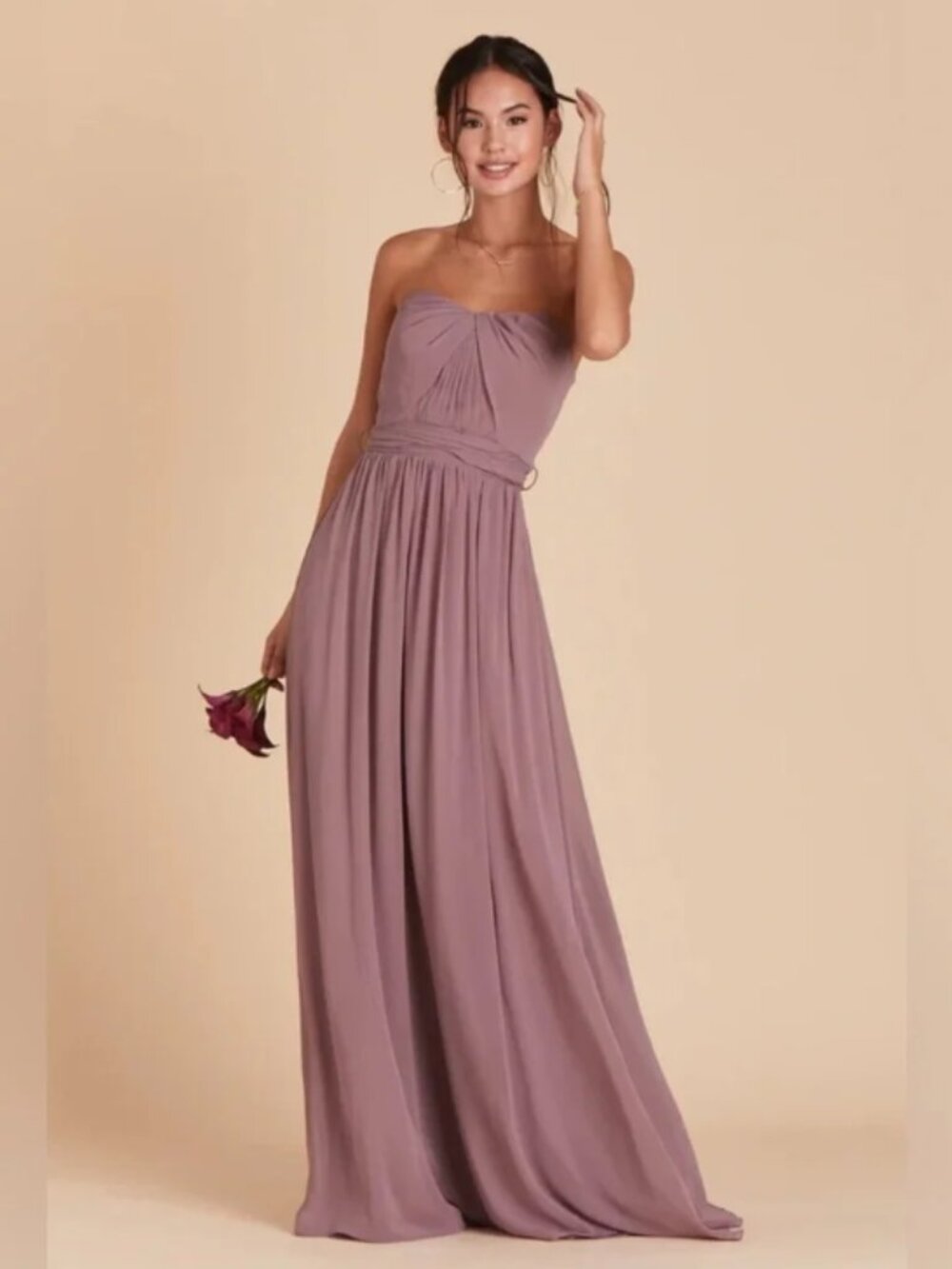 Birdy Grey Grace Chiffon Dress in Dark Mauve Size Medium